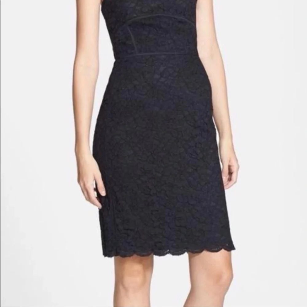 Diane von Furstenberg DVF Black Lace‎ Corset Dress Strapless mini cocktail 14 12
